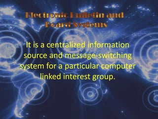 Some are advantages of distributed processingCentral Processing idle time is reduceSophisticated computers and growing library of application program maybe immediately available to end user whenever needed.Skilled professionals are available to help their own specialized applications.Managers may be able to react more rapidly to new developments and interact with the system in order to seek solution to unusual problems.