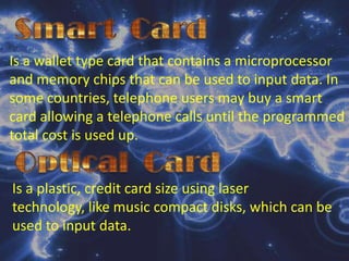 Fax ModemsAre installed as a circuit board inside the computer’s system cabinet. It is a modem wit fax capability that enables you to send signals directly from your computer to someone else’s stand alone fax machine or internal fax.