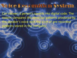 Smart  CardIs a wallet type card that contains a microprocessor and memory chips that can be used to input data. In some countries, telephone users may buy a smart card allowing a telephone calls until the programmed total cost is used up.Optical  CardIs a plastic, credit card size using laser technology, like music compact disks, which can be used to input data.