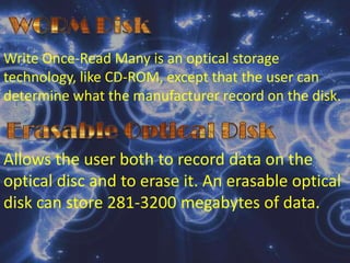 The two most common form of memory are Random-Access-Memory (RAM) and Read-Only-Memory (ROM) Random-Access-Memory (RAM) is the part of the primary storage where programs and their instructions are held temporarily while being manipulated or executed.Read-Only-Memory (ROM) contains permanently stored instructions that can only be read. Data cannot be written into it. ROM is usually set by the manufacturer and is consider non-volatile, meaning data are not lost when the computer is turned off.