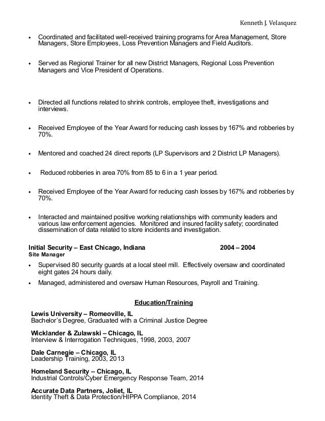 District loss prevention manager resume