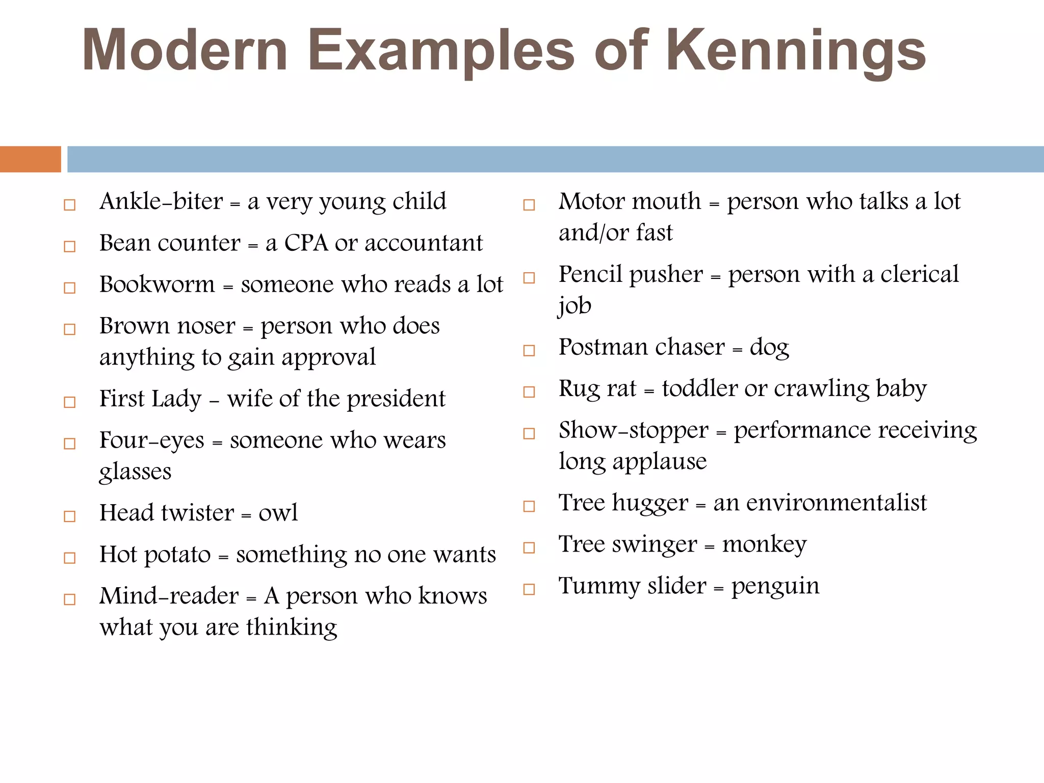 Kennings and Examples