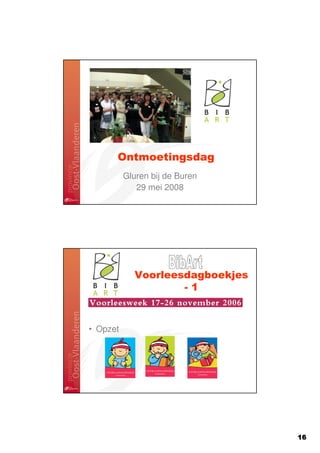 Ontmoetingsdag
          Gluren bij de Buren
             29 mei 2008




            Voorleesdagboekjes
                    -1



• Opzet




                                 16
 