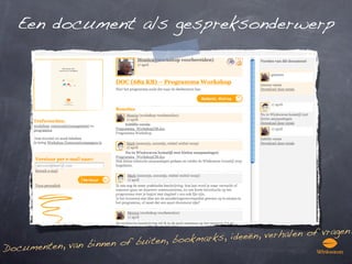 Een document als gespreksonderwerp




                                                       , verhalen of vragen.
                                e n, bookmarks, ideeën
Document en, van binnen of buit
 