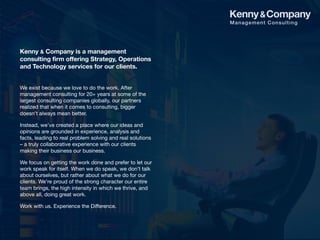 Kenny & Company Management Consulting - Portfolio Management January 2018
