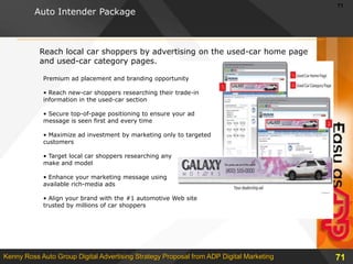 Social Marketing & Reputation Management Value Proposition Overview:It’s as Easy as ADP to leverage the overwhelming growth in consumer use of Social Networks and User Generated Content (Web 2.0) to develop your  Social Marketing and Reputation Management Strategy that utilizes “Positive Word of Mouth” amplified with the power of the Internet to enhance your good reputation, create top of mind awareness and elevate your dealership’s brand in a more cost effective manner than either CRM or advertising alone.It’s Easy as ADP to tap into consumer adoption of Social Networking and User Content Creation by creating your own online community of customers, employees and suppliers filled with high quality content such as Videos, Photos, the latest reviews and road tests, interviews and  articles supplied by car companies, enthusiast publications and consumers.