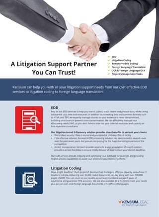 Photo inspiration: International Patent Litigation Support Providers Reference: Kensium Litigation Support Web