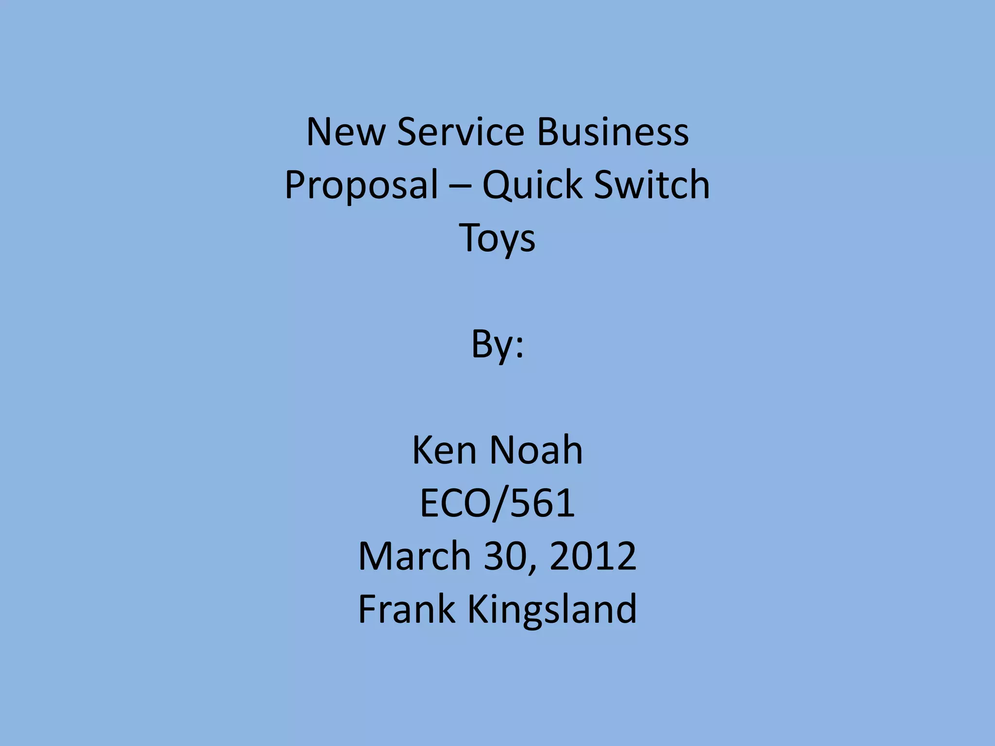toy business proposal PPT