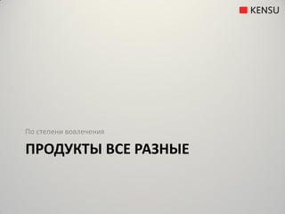 По степени вовлечения

ПРОДУКТЫ ВСЕ РАЗНЫЕ
 