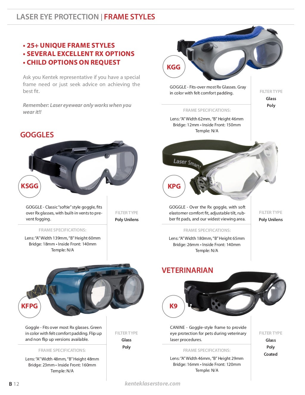 Laser Safety Eyewear Product Catalog by Kentek Corporation