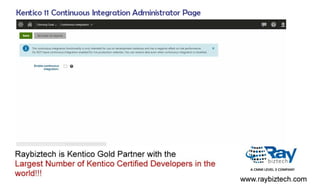 Kentico 11 continuous integration administrator page