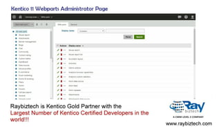 Kentico 11 Webparts Administrator Panel Raybiztech