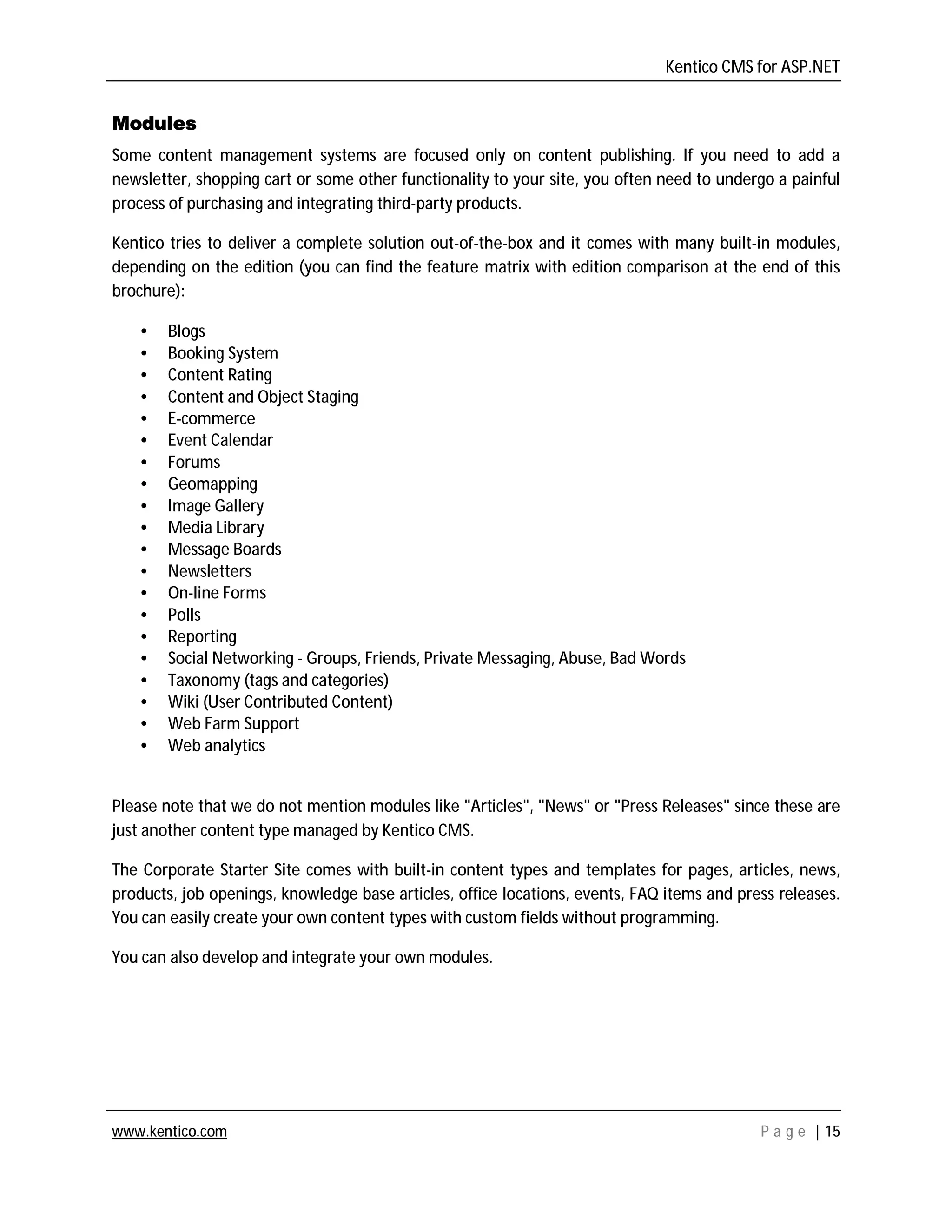 Kentico CMS Feature Overview | PDF