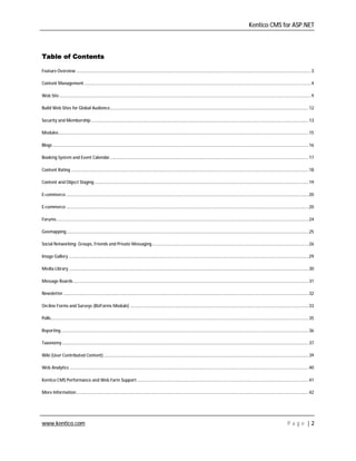 Kentico CMS Feature Overview | PDF