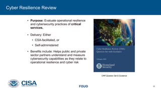 DHS Cybersecurity Services for Building Cyber Resilience | PPTX