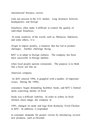 KENTUCKY FRIED CHICKEN CASE STUDY OF KFC | PDF