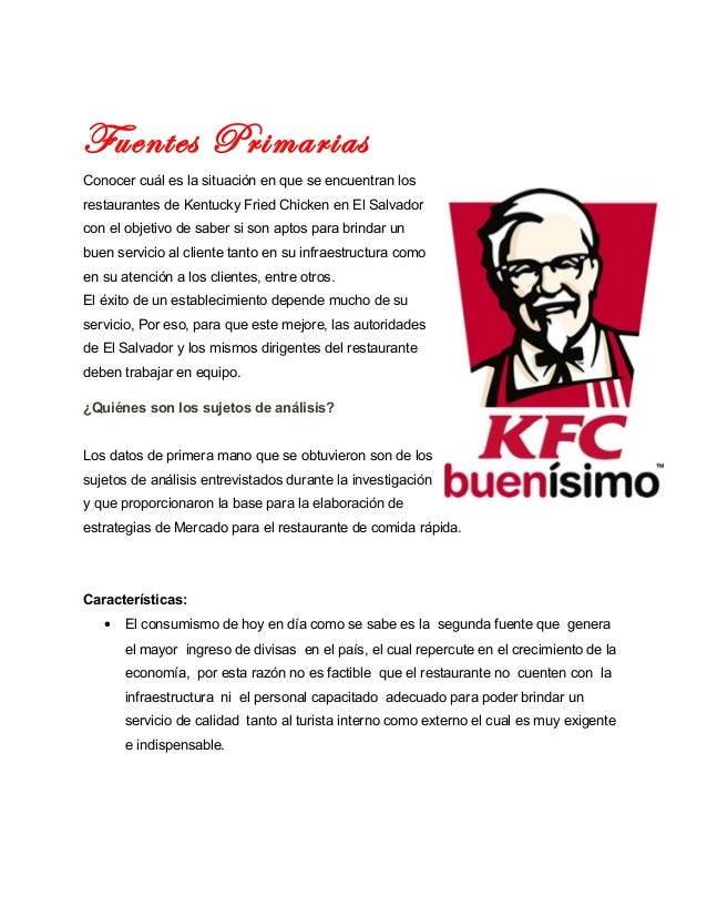 Investigacion de mercado sobre la empresa Kentucky Fried 