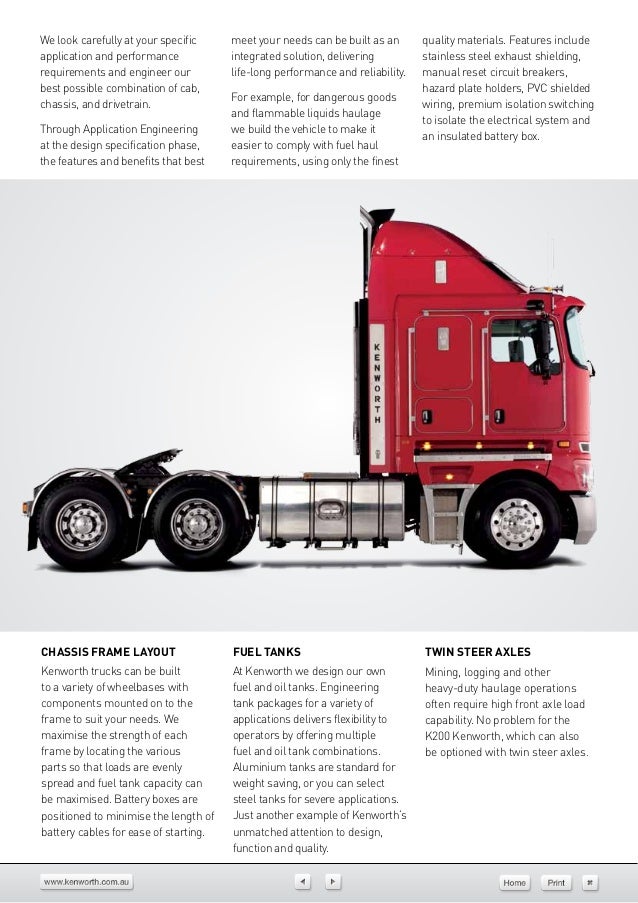 Kenworth K200 Vehicle Specifications
