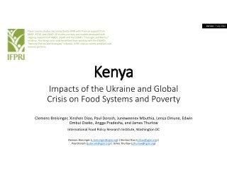 Kenya: Impacts of the Ukraine and Global  Crisis on Food Systems and Poverty: Updated 2022-07-22