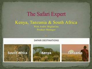 Kenya, Tanzania & South Africa
With Andre Migliarina
Product Manager
 