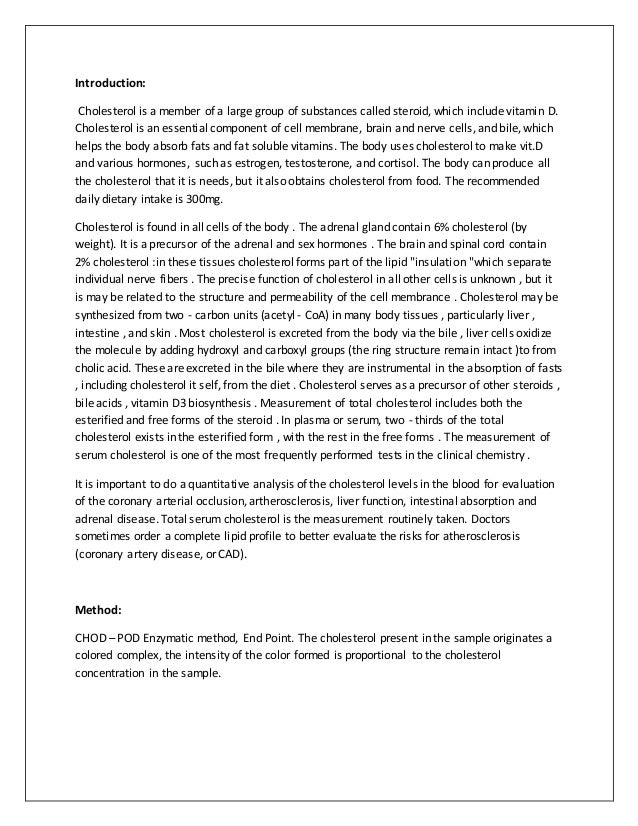 Kenyatta university cholesterol level lab report.