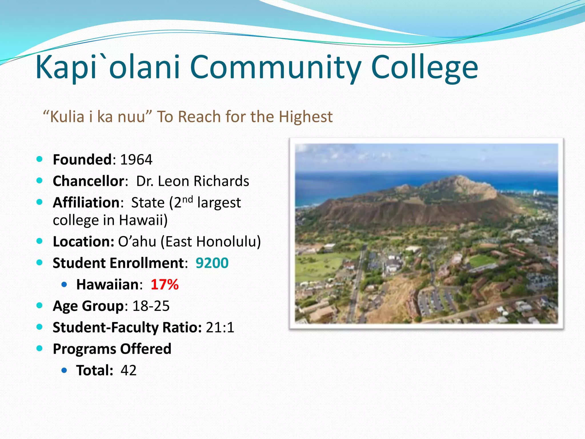 Kapiolani Community College STEM Program PPT