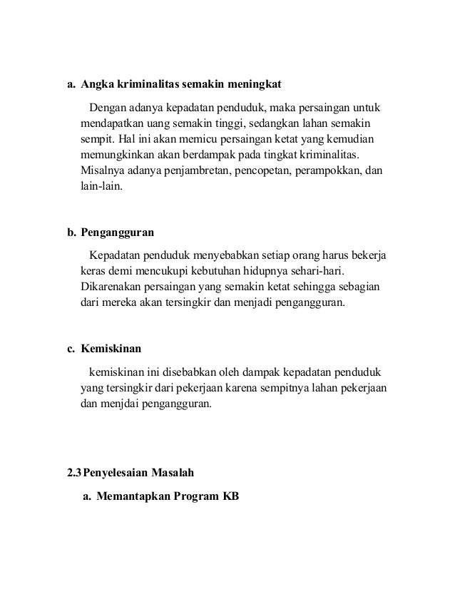 MAKALAH PERMASALAHAN SOSIAL AKIBAT KEPADATAN PENDUDUK