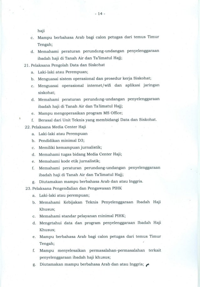 Kepdirjen Phu D 125 Tentang Pedoman Rekrutmen Petugas Haji Indonesia