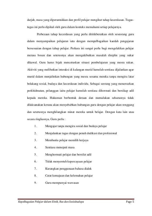 Kepelbagaian Pelajar Dalam Etnik Write Up