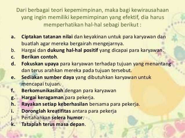 Kepemimpinan Dalam Kewirausahaan