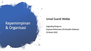 Kepemimpinan
& Organisasi
Ismail Suardi Wekke
Upgrading Pengurus
Koperasi Mahasiswa UIN Alauddin Makassar
29 Maret 2020
 