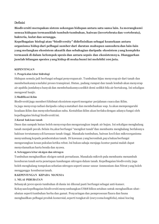 Kepentingan biodiversiti dan langkah