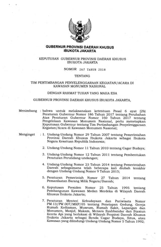 GUBERNUR PROVINSI DAERAH KHUSUS
IBUKOTA JAKARTA
KEPUTUSAN GUBERNUR PROVINSI DAERAH KHUSUS
IBUKOTA JAKARTA
NOMOR 267 TAHUN ...