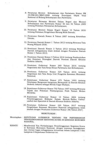 2
8. Peraturan Menteri Kebudayaan dan Pariwisata Nomor PM
34/HM.001/MKP/2008 tentang Penetapan Objek Vital
Nasional di Bid...