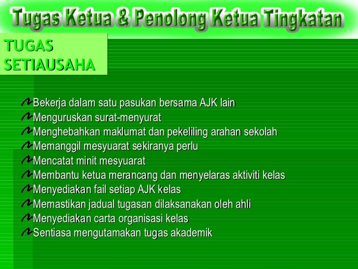 Kepimpinan Tugas Ketua Kelas