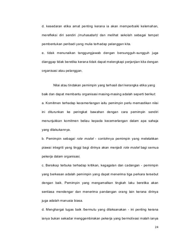 Kepimpinan Beretika Dalam Organisasi Sekolah