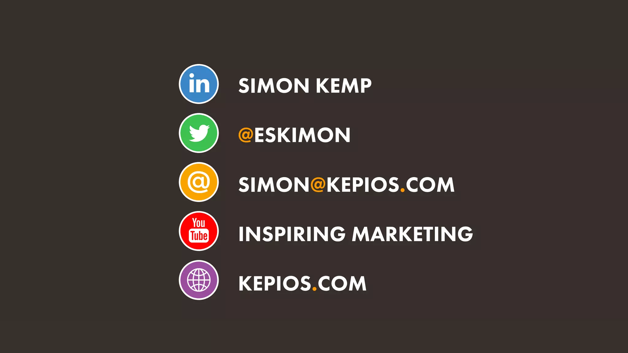 @ESKIMON • NEW NORMAL20
SIMON KEMP
@ESKIMON
SIMON@KEPIOS.COM
INSPIRING MARKETING
KEPIOS.COM
 