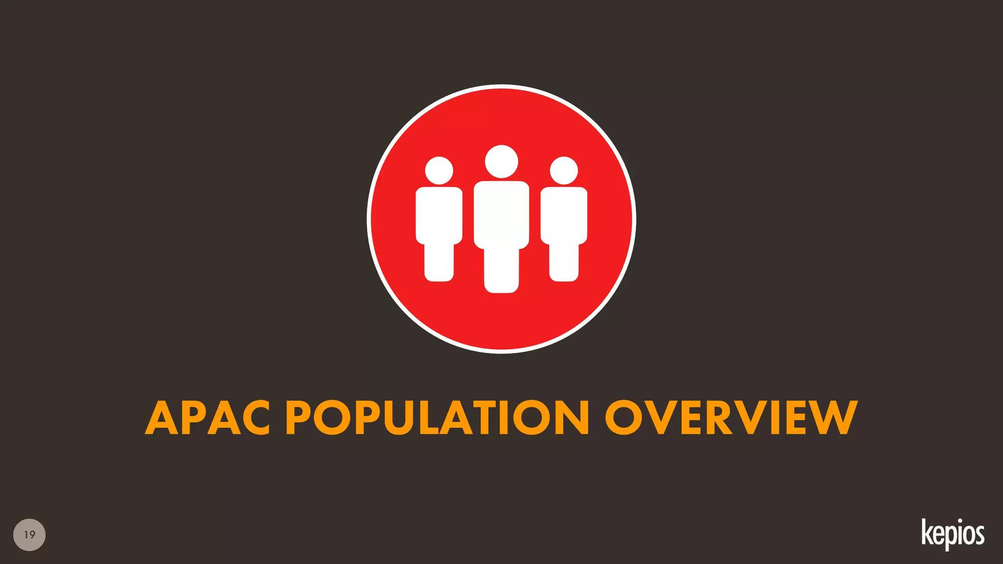 19
APAC POPULATION OVERVIEW
 