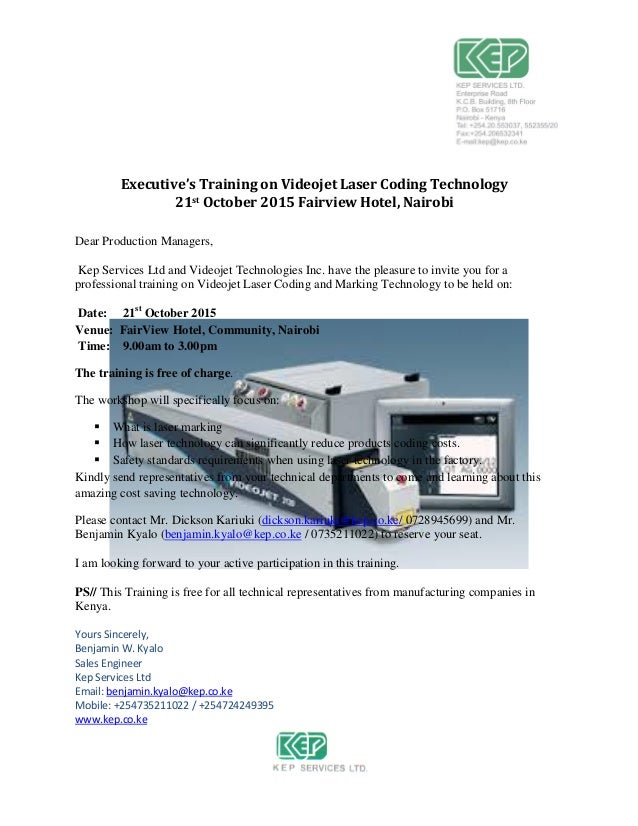 Videojet Technologies Inc. Laser Training Nairobi,Kenya