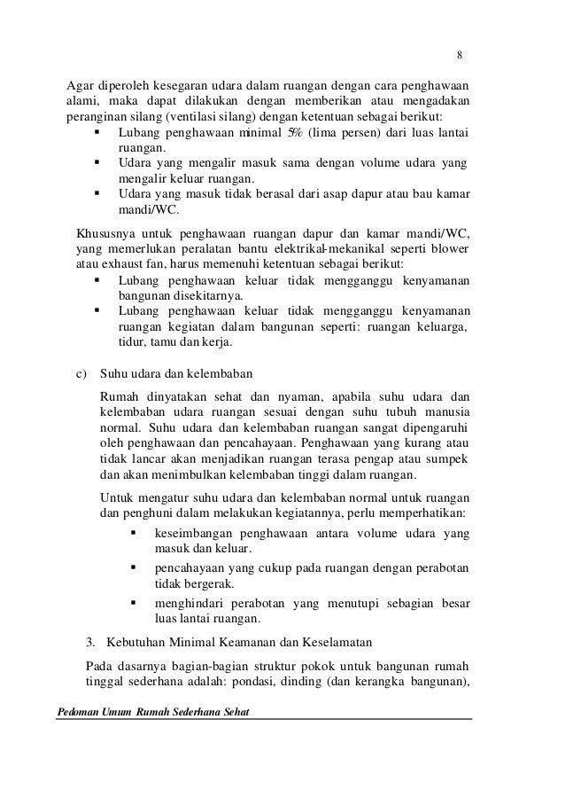 PEDOMAN TEKNIS PEMBANGUNAN RUMAH SEDERHANA SEHAT Rs SEHAT PEDOMAN TEKNIS PEMBANGUNAN RUMAH SEDERHANA SEHAT Rs SEHAT