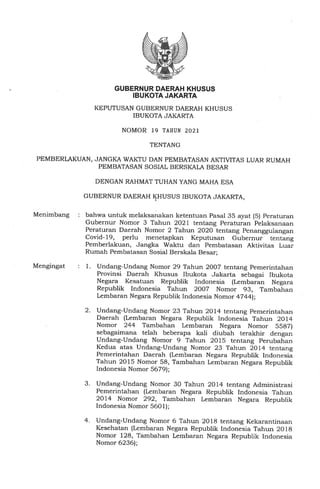 Keputusan Gubernur DKI Jakarta Nomor 19 Tahun 2021