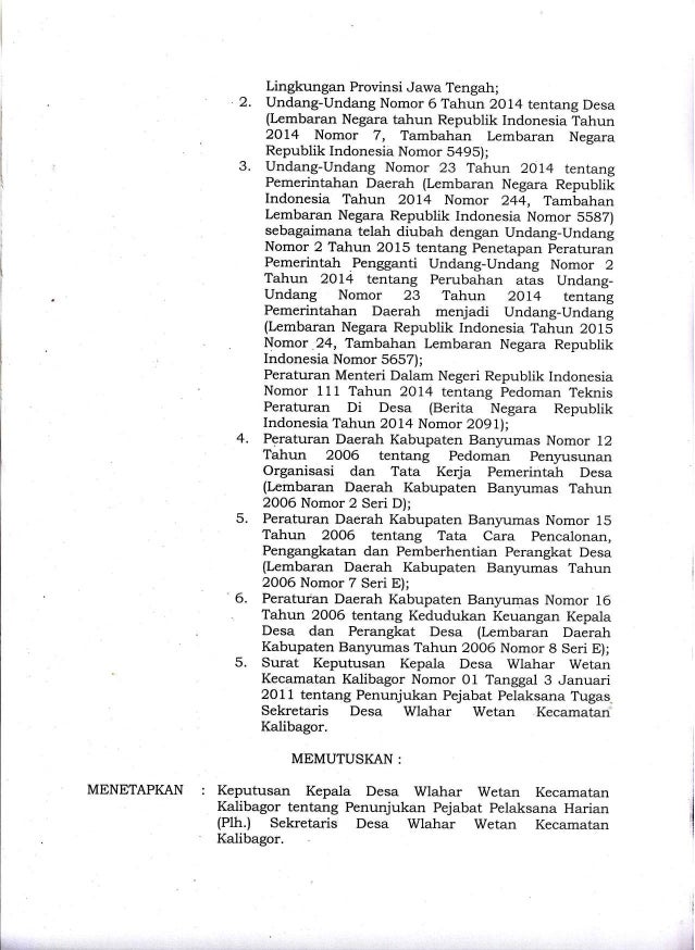 Keputusan Kepala Desa Wlahar Wetan No 11 Tahun 2015 Tentang