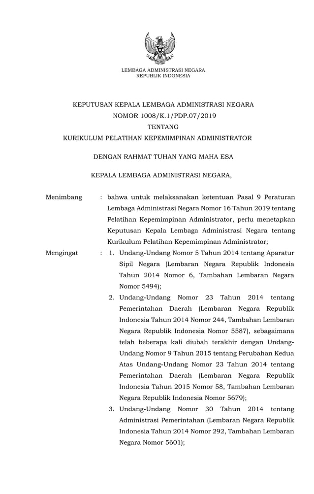 Keputusan kepala lan nomor 1008 k.1 pdp 07 2019 tentang kurikulum