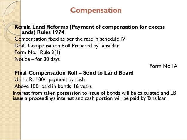Kerala Land Reforms Act Bhoopariskarana Niyamam Ceiling Procedures Up