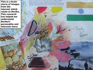 This is a brain storm of images from the internet which relate to Devika. This research has helped me understand Devika’s personality and interests more. 