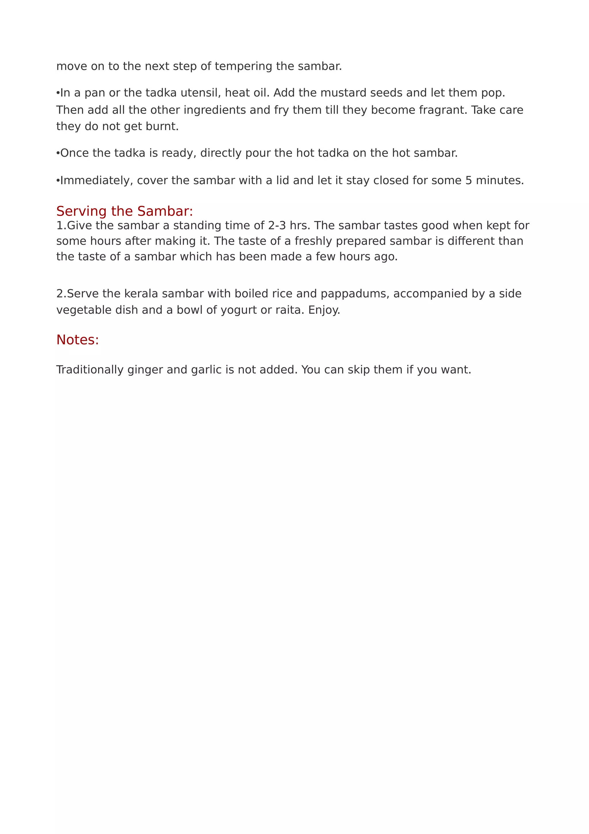 Kerala sambar recipe | PDF