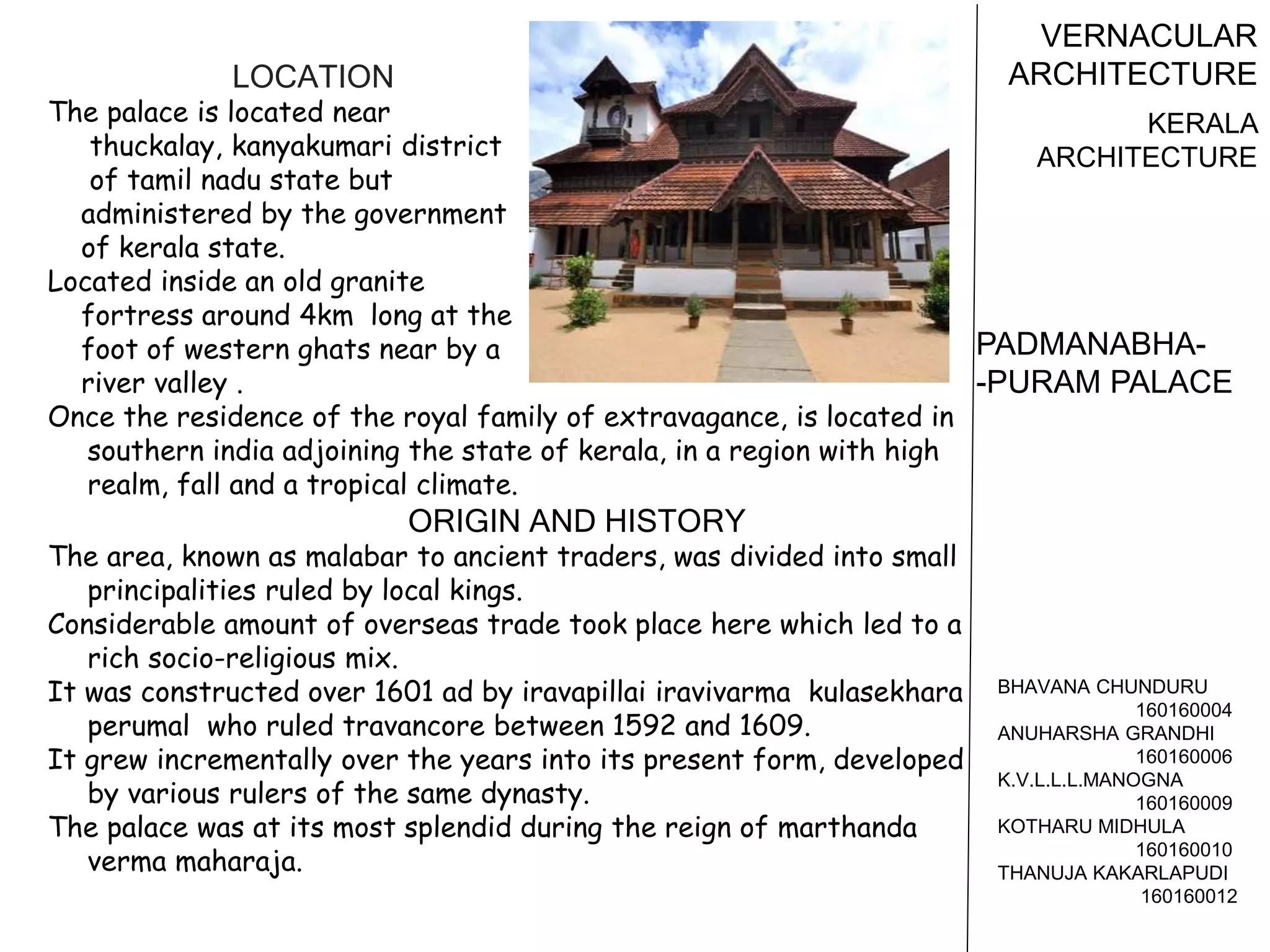 Kerala vernacular architecture | PPTX