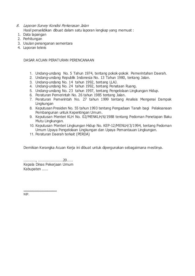Kerangka Acuan Kerja Perencanaan Jalan