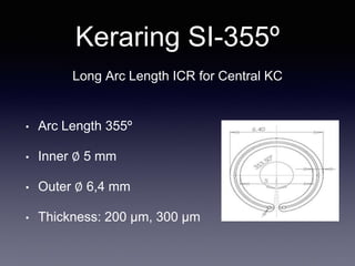 Keraring SI-355º
• Arc Length 355º
• Inner ∅ 5 mm
• Outer ∅ 6,4 mm
• Thickness: 200 µm, 300 µm
Long Arc Length ICR for Central KC
 