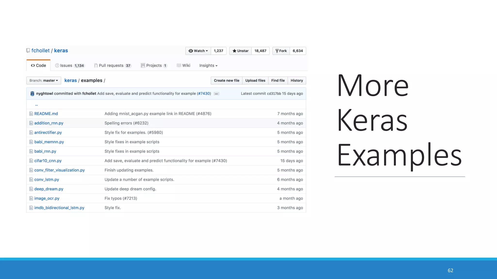 More
Keras
Examples
62
 